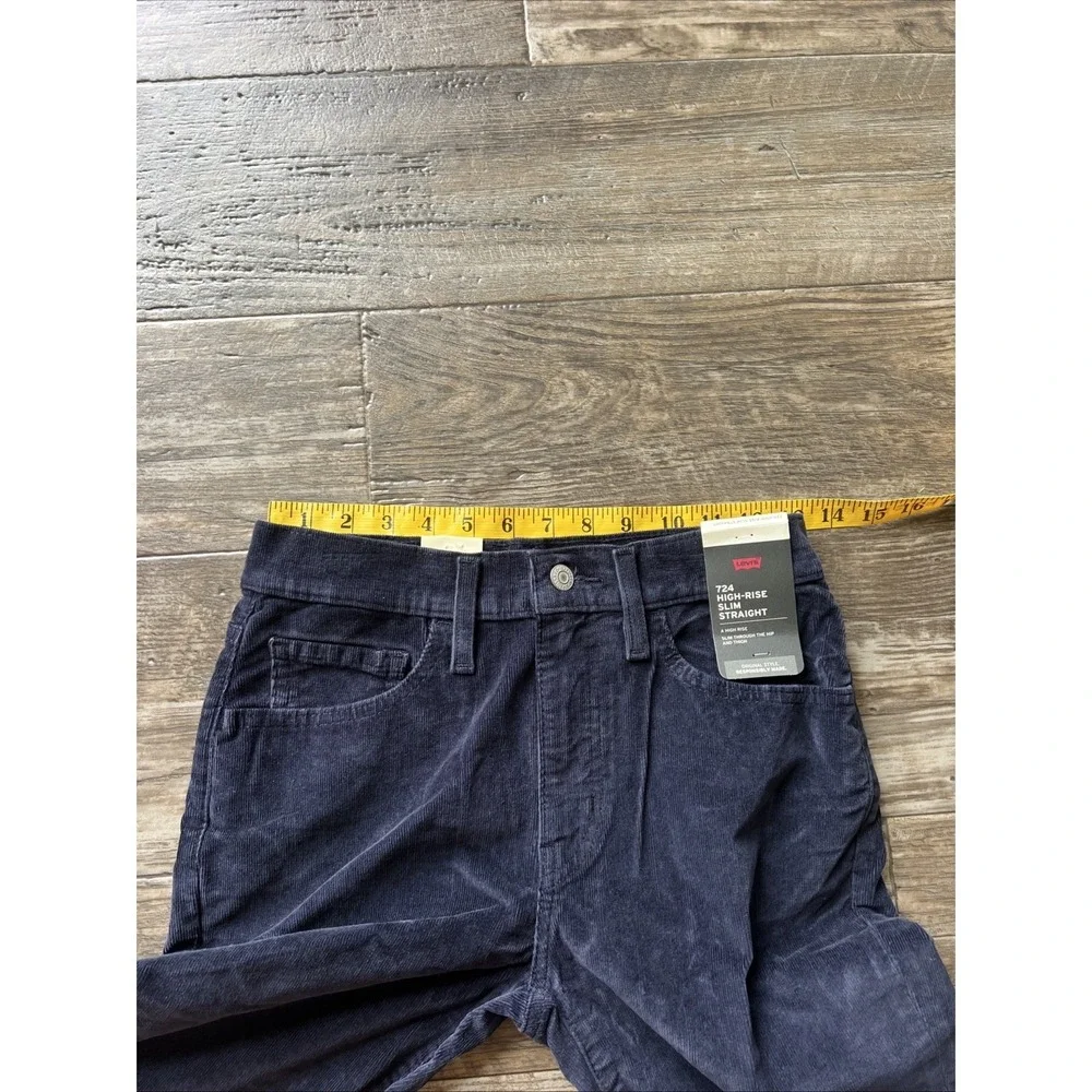 NEW Levi's Navy Straight Jeans Women Size 27x30 724 High Rise Corduroy‎ - Picture 8 of 10